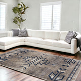 Homeroots 8' X 11' Beige And Blue Boho Chic Area Rug  Polypropylene 390166