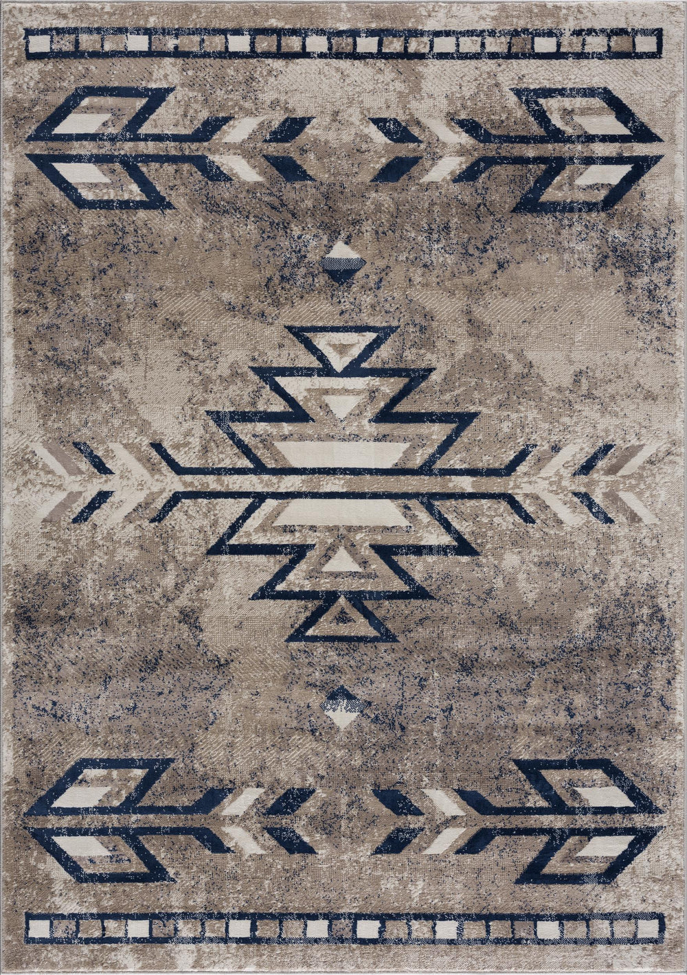Homeroots 8' X 11' Beige And Blue Boho Chic Area Rug  Polypropylene 390166