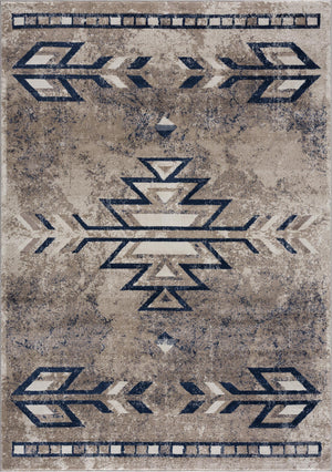 Homeroots 8' X 11' Beige And Blue Boho Chic Area Rug  Polypropylene 390166