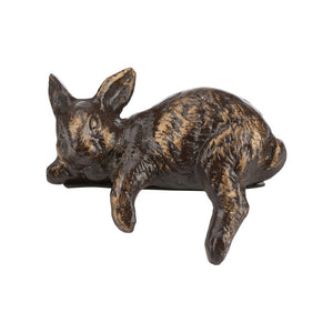 Wildwood Restin' Brass Rabbit Figurine – Solid Cast Brass With Bronze Patina, Whimsical Paperweight Decor (94) 390169