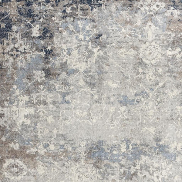 HomeRoots 2' Navy and Beige Distressed Vines Runner Rug - Timeless Floral Design for Hallways and Entryways 5' x 8' 390181