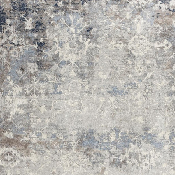HomeRoots 2' Navy and Beige Distressed Vines Runner Rug - Timeless Floral Design for Hallways and Entryways 8' x 11' 390182