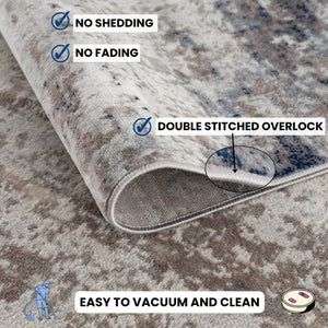 HomeRoots 13' Blue and Ivory Abstract Runner Rug - Durable, Stain-Resistant Design Perfect for High-Traffic Areas 2' x 15' 390186