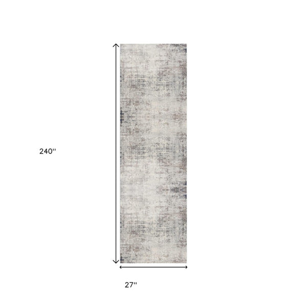 HomeRoots 13' Blue and Ivory Abstract Runner Rug - Durable, Stain-Resistant Design Perfect for High-Traffic Areas 2'x 20' 390188