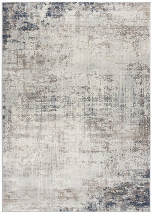 HomeRoots 13' Blue and Ivory Abstract Runner Rug - Durable, Stain-Resistant Design Perfect for High-Traffic Areas 8' x 11' 390196