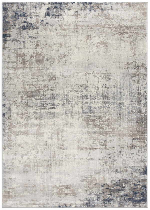 HomeRoots 13' Blue and Ivory Abstract Runner Rug - Durable, Stain-Resistant Design Perfect for High-Traffic Areas 8' x 11' 390196