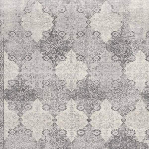 HomeRoots 2' Gray Distressed Trellis Pattern Runner Rug - Stylish, Durable, and Easy to Maintain for Any Space 2' x 13' 390199