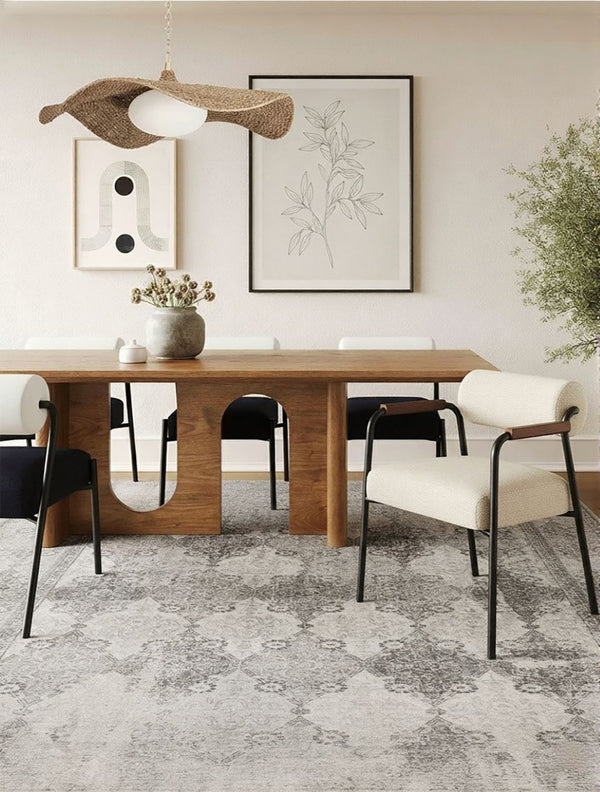 HomeRoots 2' Gray Distressed Trellis Pattern Runner Rug - Stylish, Durable, and Easy to Maintain for Any Space 5' x 8' 390209