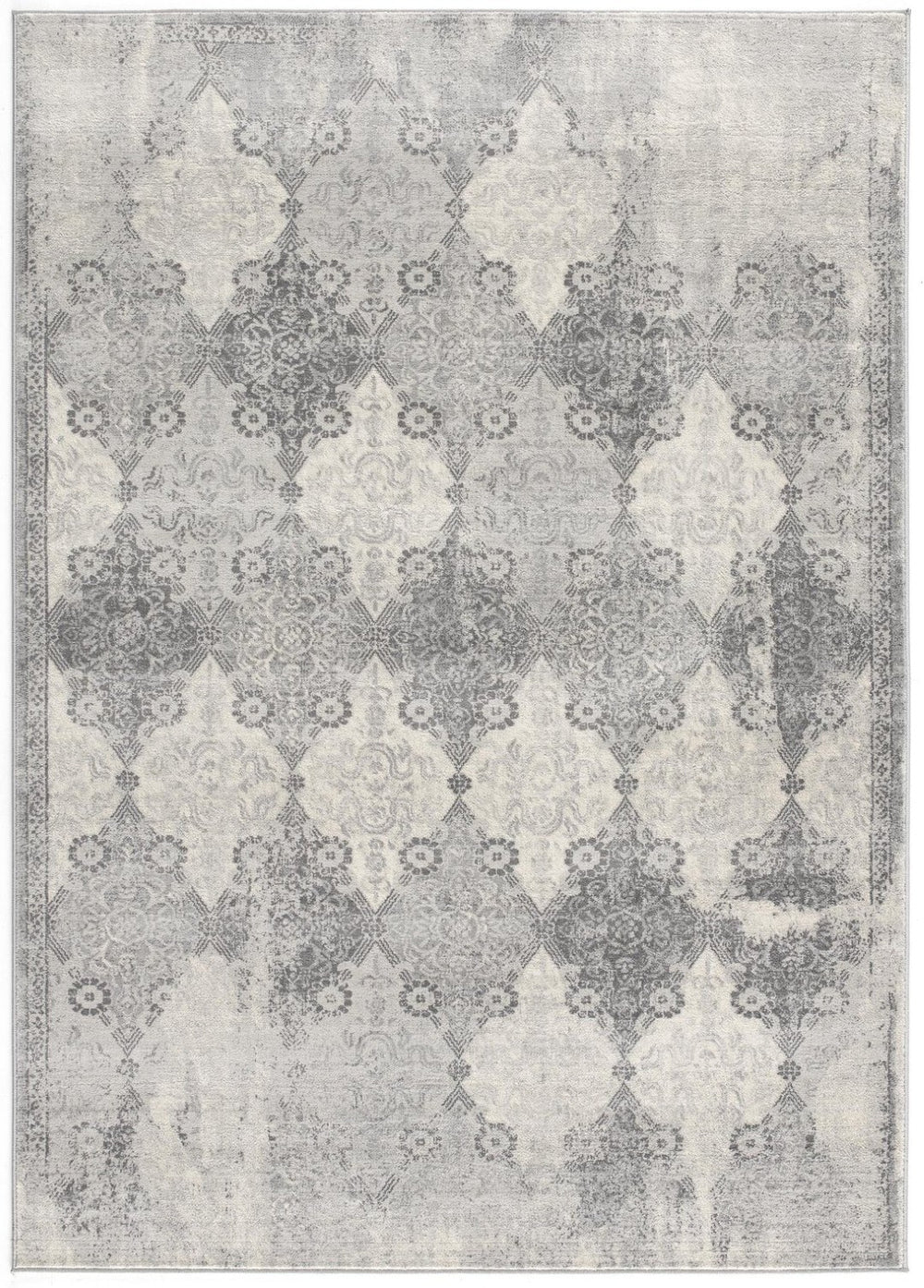 HomeRoots 2' Gray Distressed Trellis Pattern Runner Rug - Stylish, Durable, and Easy to Maintain for Any Space 5' x 8' 390209