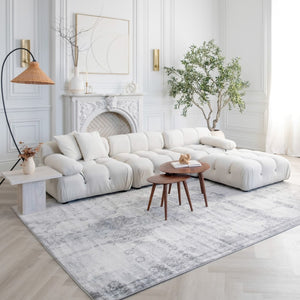 HomeRoots 2' Gray Distressed Trellis Pattern Runner Rug - Stylish, Durable, and Easy to Maintain for Any Space 5' x 8' 390209