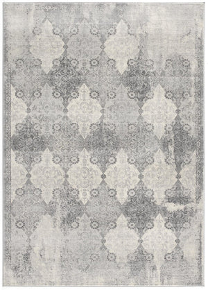 HomeRoots 2' Gray Distressed Trellis Pattern Runner Rug - Stylish, Durable, and Easy to Maintain for Any Space 8' x 11' 390210