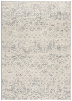 HomeRoots 5' Elegant Ivory Distressed Ikat Area Rug - Soft, Durable, and Versatile for Modern or Traditional Spaces 5' x 8' 390223