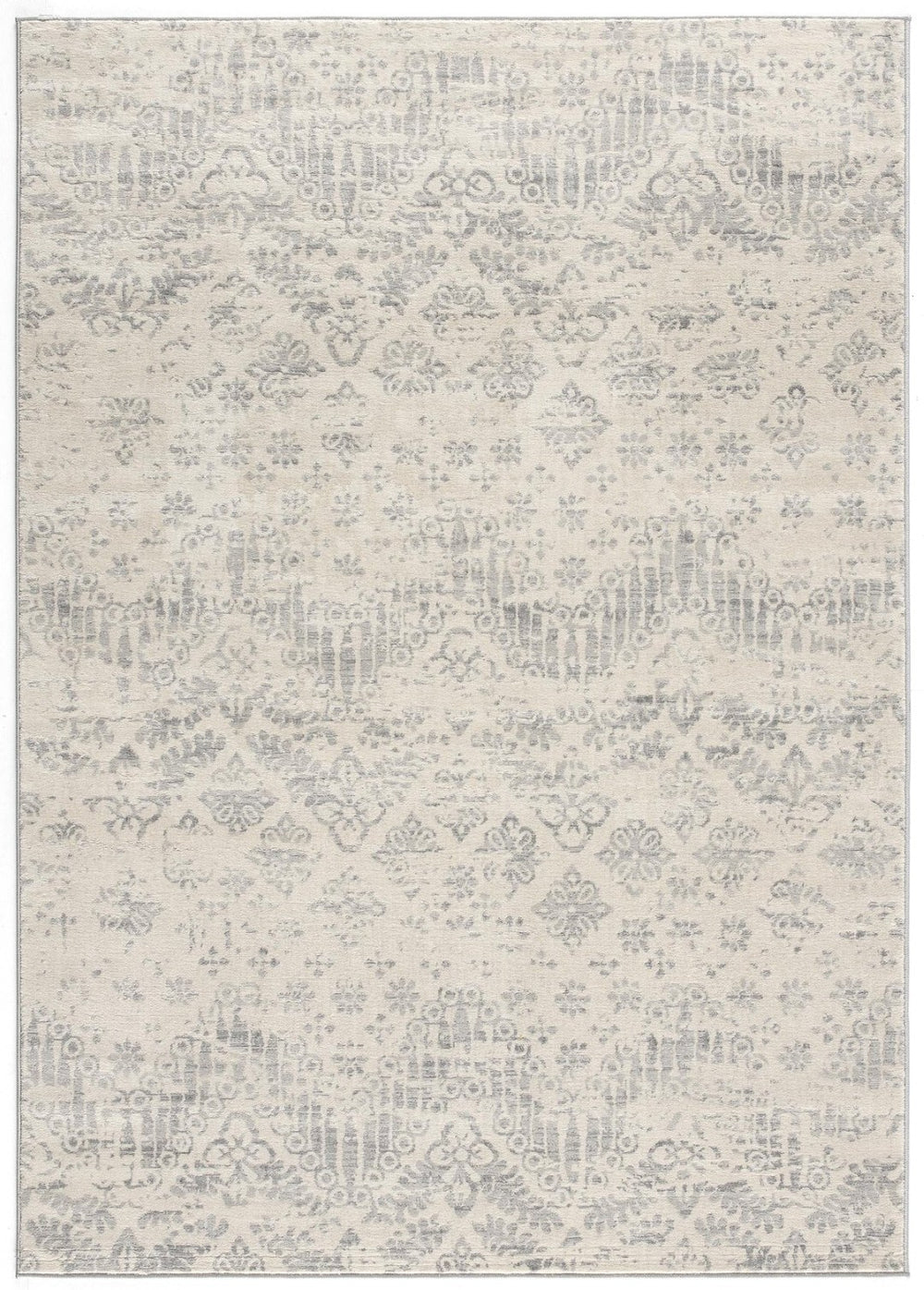 HomeRoots 5' Elegant Ivory Distressed Ikat Area Rug - Soft, Durable, and Versatile for Modern or Traditional Spaces 8' x 11' 390224
