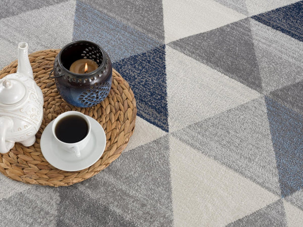 HomeRoots 2' Modern Navy Blue Geometric Diamond Runner Rug - Durable, Soft, and Stylish for Entryways 2' x 13' 390227