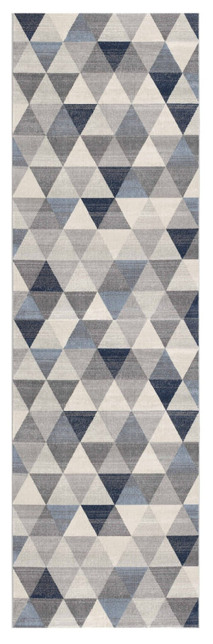 HomeRoots 2' Modern Navy Blue Geometric Diamond Runner Rug - Durable, Soft, and Stylish for Entryways 2' x 15' 390228