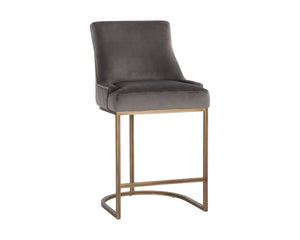 Sunpan Florence Counter Stool - Elegant Rustic Bronze Frame with Moisture Repellant Performance Fabric Piccolo Pebble