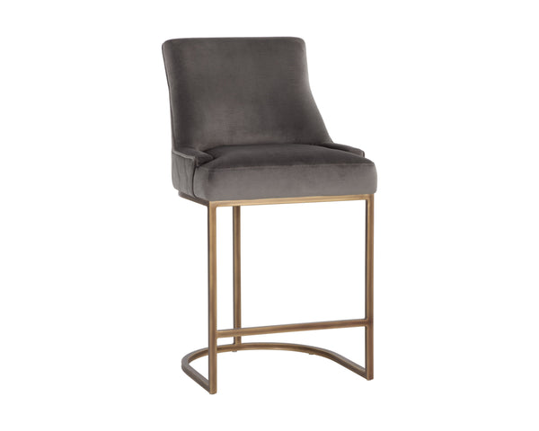 Sunpan Florence Counter Stool - Elegant Rustic Bronze Frame with Moisture Repellant Performance Fabric Piccolo Pebble