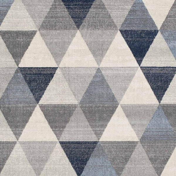 HomeRoots 2' Modern Navy Blue Geometric Diamond Runner Rug - Durable, Soft, and Stylish for Entryways 2'x 20' 390230