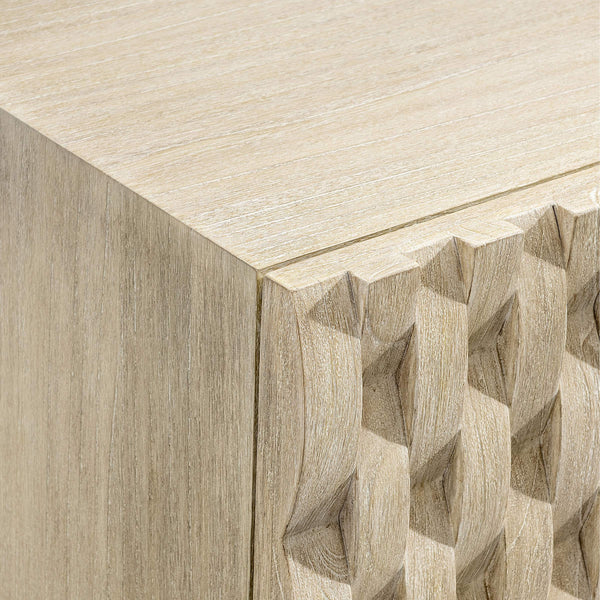 Bernhardt Candra Mindi Wood Nightstand with Carved Drawers and Usb Charging Station