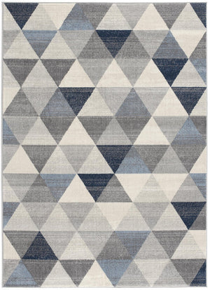 HomeRoots 2' Modern Navy Blue Geometric Diamond Runner Rug - Durable, Soft, and Stylish for Entryways 7' x 10' 390238