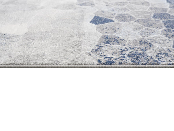 HomeRoots 2' Navy Blue Cobblestone Pattern Runner Rug - Elegant, Durable Design for High-Traffic Spaces 2'x 20' 390245