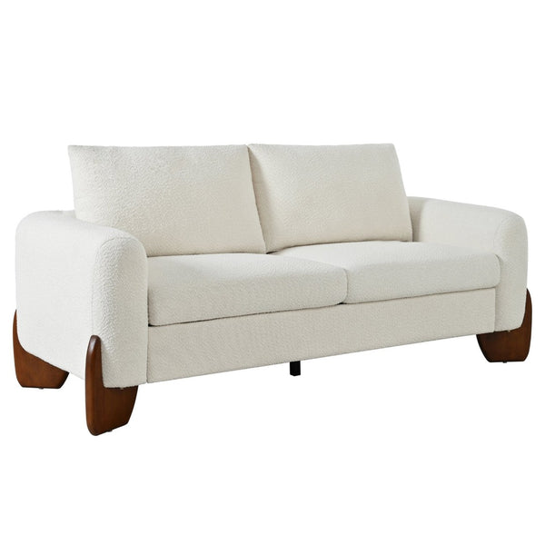 English Elm U_style Bouclé 3 Piece Living Room Sofa Set with Loveseat and Two Accent Armchairs Beige WY000479AAA