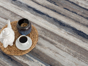 Homeroots 10' Blue And Beige Striped Distressed Runner Rug  Polypropylene 390270