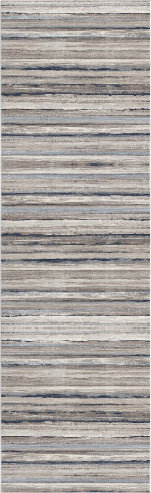 Homeroots 2' X 20' Blue And Beige Distressed Stripes Runner Rug  Polypropylene 390275