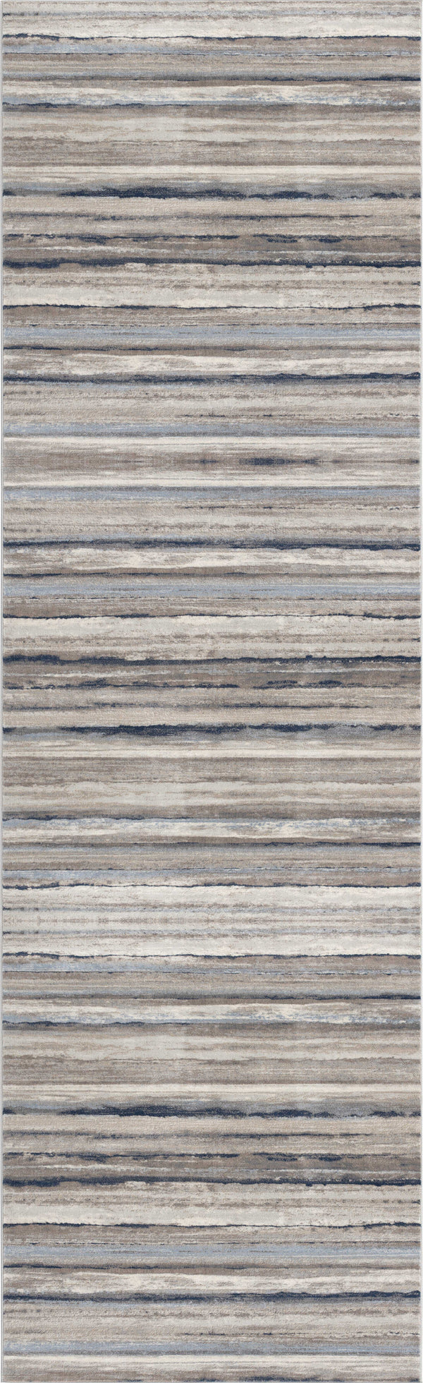 Homeroots 2' X 20' Blue And Beige Distressed Stripes Runner Rug  Polypropylene 390275