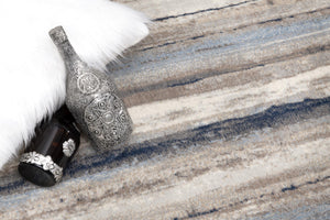 Homeroots 2' X 20' Blue And Beige Distressed Stripes Runner Rug  Polypropylene 390275