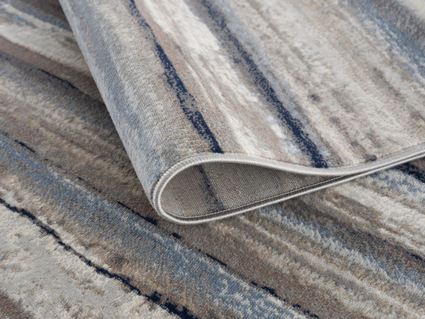 Homeroots 4' X 6' Blue And Beige Distressed Stripes Area Rug  Polypropylene 390281