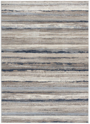 Homeroots 5' X 8' Blue And Beige Distressed Stripes Area Rug  Polypropylene 390282