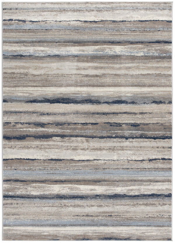 Homeroots 8' X 11' Blue And Beige Distressed Stripes Area Rug  Polypropylene 390283