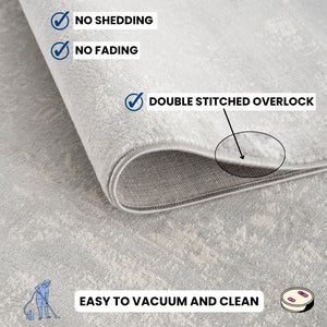 HomeRoots 20' Grey Abstract Runner Rug - Modern Design for Hallways, Entryways & Living Spaces, Stain Resistant 2' x 20' 390289