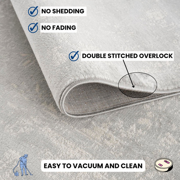 HomeRoots 20' Grey Abstract Runner Rug - Modern Design for Hallways, Entryways & Living Spaces, Stain Resistant 2' x 20' 390289