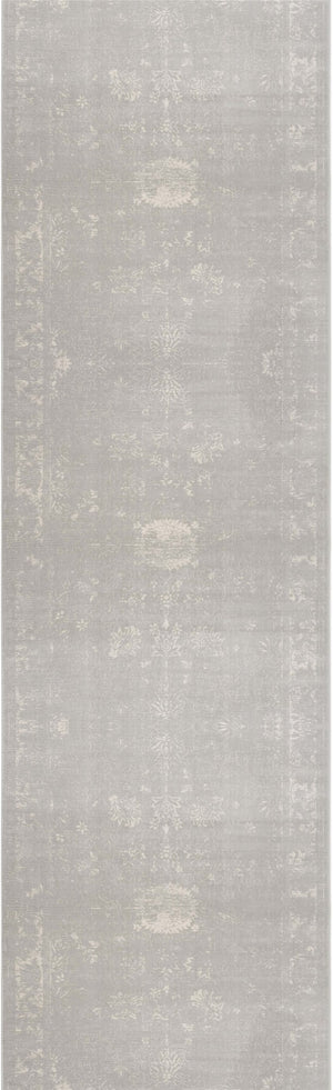 HomeRoots 20' Grey Abstract Runner Rug - Modern Design for Hallways, Entryways & Living Spaces, Stain Resistant 2' x 20' 390289
