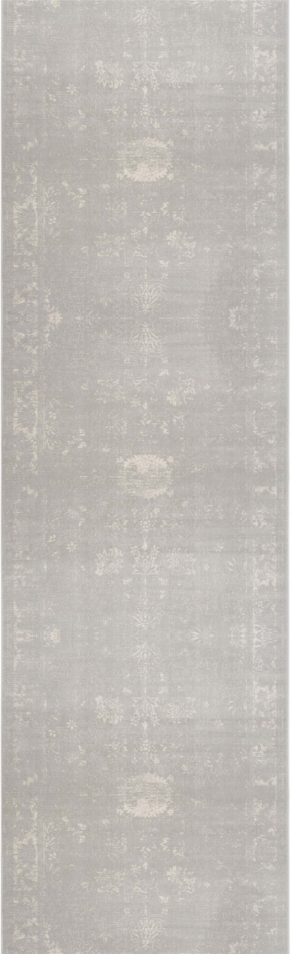HomeRoots 20' Grey Abstract Runner Rug - Modern Design for Hallways, Entryways & Living Spaces, Stain Resistant 2' x 20' 390289