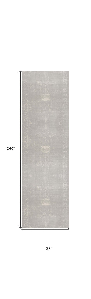 HomeRoots 20' Grey Abstract Runner Rug - Modern Design for Hallways, Entryways & Living Spaces, Stain Resistant 2' x 20' 390289