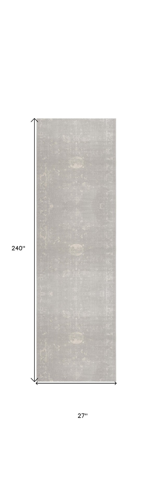 HomeRoots 20' Grey Abstract Runner Rug - Modern Design for Hallways, Entryways & Living Spaces, Stain Resistant 2' x 20' 390289