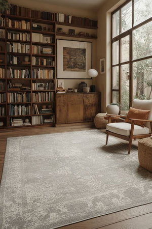 HomeRoots 20' Grey Abstract Runner Rug - Modern Design for Hallways, Entryways & Living Spaces, Stain Resistant 8' x 11' 390297