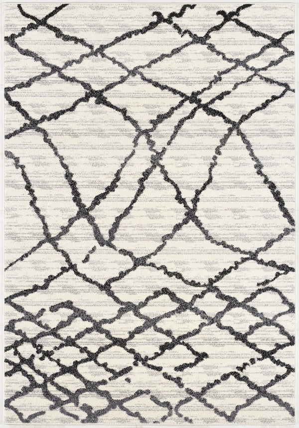 Homeroots 5' X 8' Gray And Black Modern Abstract Area Rug  Polyester 390300