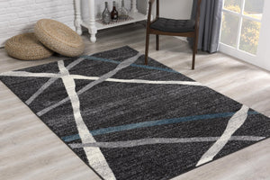 Homeroots 4' X 6' Distressed Black And Gray Abstract Area Rug  Polyester 390308