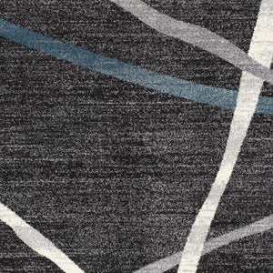 HomeRoots 4' Distressed Black and Gray Abstract Area Rug - Luxurious High Pile, Durable, Perfect for Modern Spaces 5x8 390310