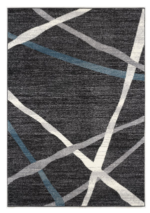 Homeroots 7' X 9' Distressed Black And Gray Abstract Area Rug  Polyester 390311