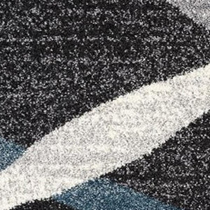 HomeRoots 4' Distressed Black and Gray Abstract Area Rug - Luxurious High Pile, Durable, Perfect for Modern Spaces 7x10 390311