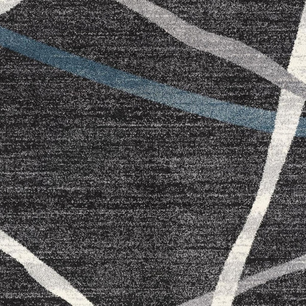 HomeRoots 4' Distressed Black and Gray Abstract Area Rug - Luxurious High Pile, Durable, Perfect for Modern Spaces 8x11 390312