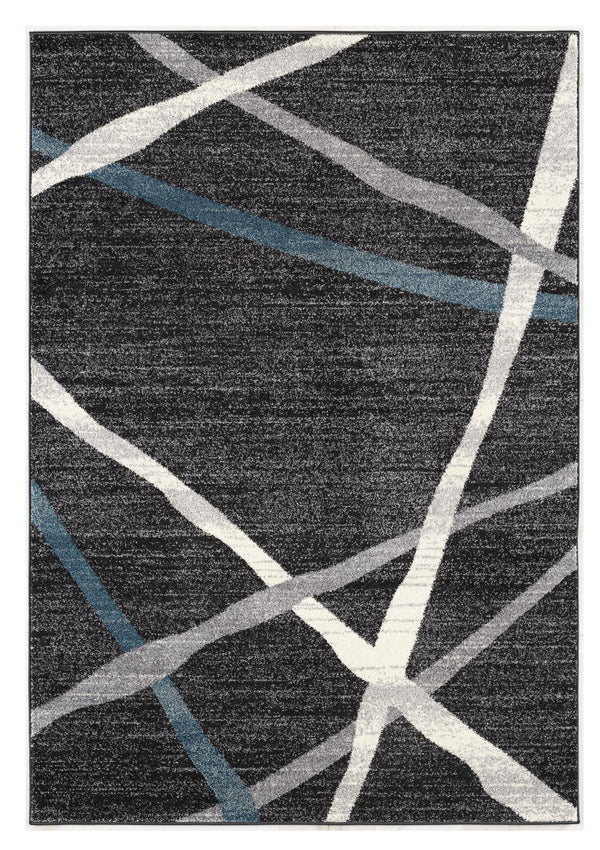 Homeroots 8' X 11' Distressed Black And Gray Abstract Area Rug  Polyester 390312