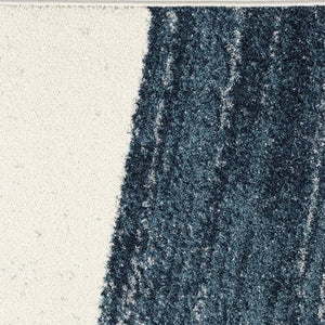 HomeRoots 4' Blue and White Abstract Shag Area Rug - Soft Power Loomed Design for Modern Home Décor and Comfort 5x8 390315