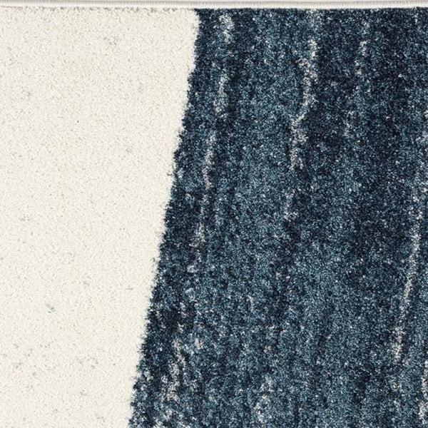 HomeRoots 4' Blue and White Abstract Shag Area Rug - Soft Power Loomed Design for Modern Home Décor and Comfort 5x8 390315