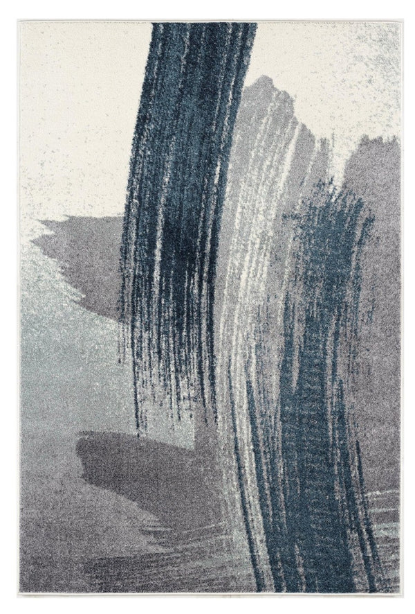 HomeRoots 4' Blue and White Abstract Shag Area Rug - Soft Power Loomed Design for Modern Home Décor and Comfort 7x10 390316